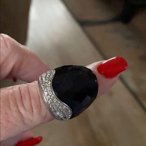 Black ring costume jewelry! With rhinestones